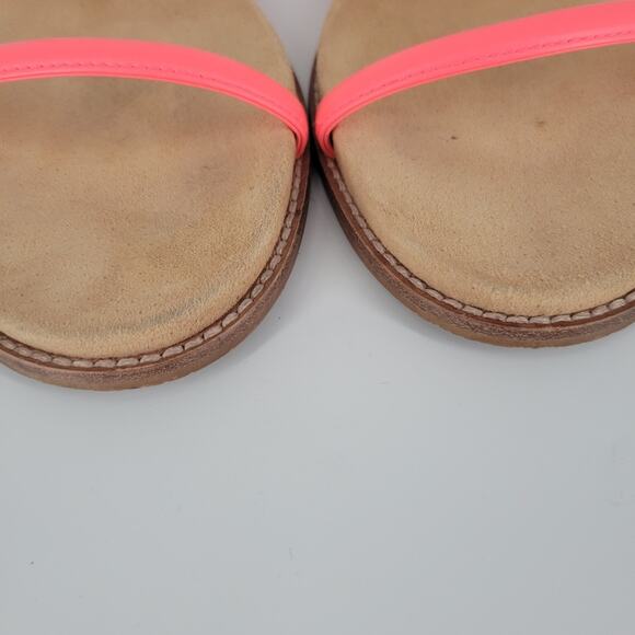 Madewell Neon Pink Double Strap Leather Sandals 10 - Picture 3 of 9